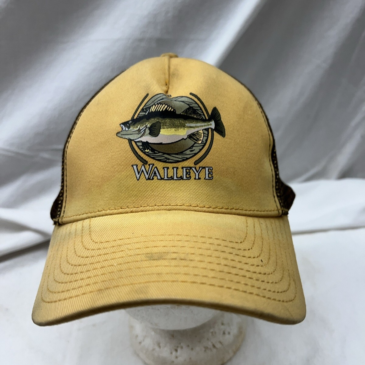 trucker hat baseball Cap Vintage Mesh Walleye Fishing Grunge