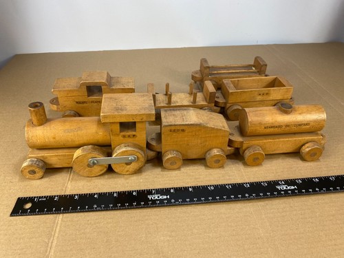 Vintage 60s 70s Handmade Railroad Wooden Wood Train Toy Locomotive ...