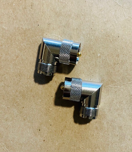 2 Pack UHF PL-259 Male to SO-239 Female Right Angle 90 Degree Adapter Connector