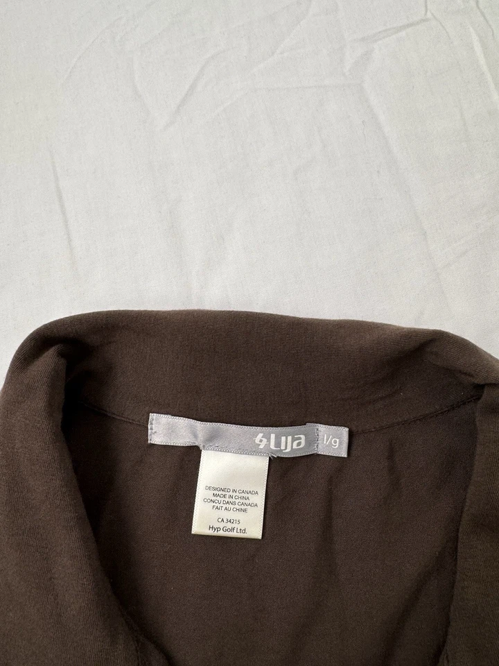 Lija Women's Collared Sleeveless Henley Activewear Tank Top Brown L Golf - Image 4 of 4