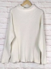Vintage American Creations Cable Knit Sweater Womens Mock Neck Cream USA