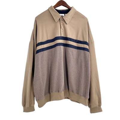 Vintage Alexxus Brown Long Sleeve Polo Shirt Mens Size 3X 90s ...
