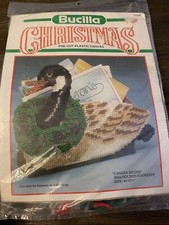 VTG Bucilla Christmas Canada Goose Mail Holder Doorstop Plastic Canvas Craft Kit