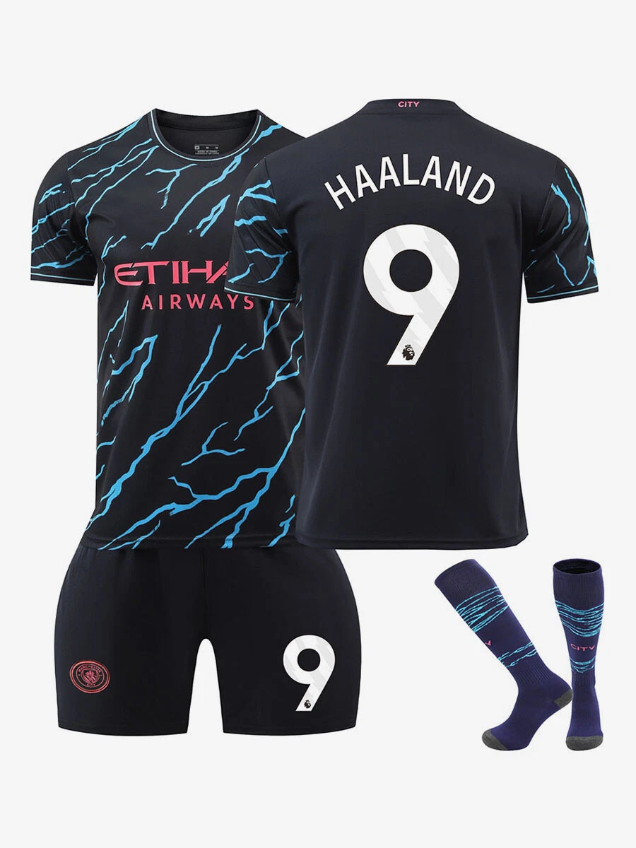 Equipacion camiseta para niño de HAALAND negra.Talla 20.