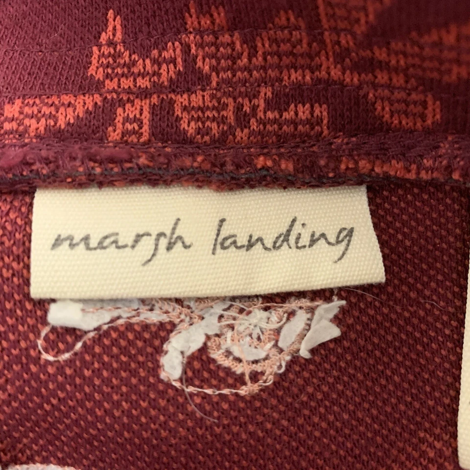 Marsh Landing 女式西装外套 S 码红色佩斯利亮片纽扣前棉混纺 — 第 3/4 张图片