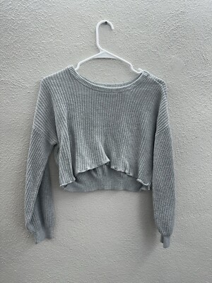 Hollister Womens Sweater Size Unknown Gray Ribbed Long Sleeve Cropped