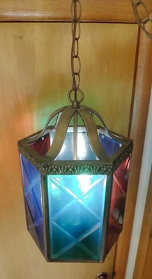 1960s Mid Century Color Red Blue Green Swag Lamp Pendant MCM Hollywood  Regency