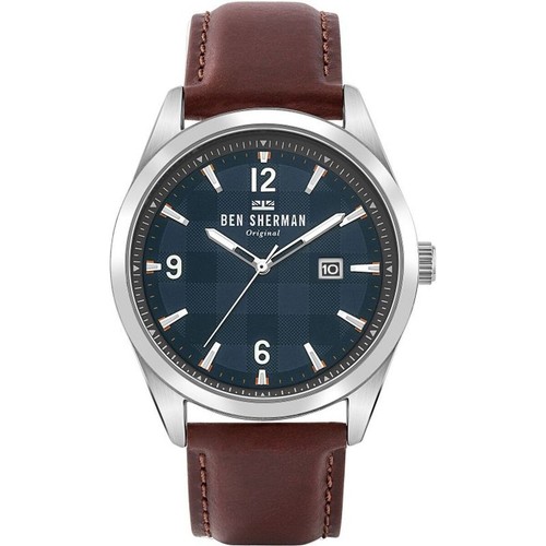Ben Sherman Orologio Uomo WB036B: Quadrante Argento, Cassa Spazzolata, Cinturino In Pelle Nera, Vetro Minerale, Movimento Quarzo