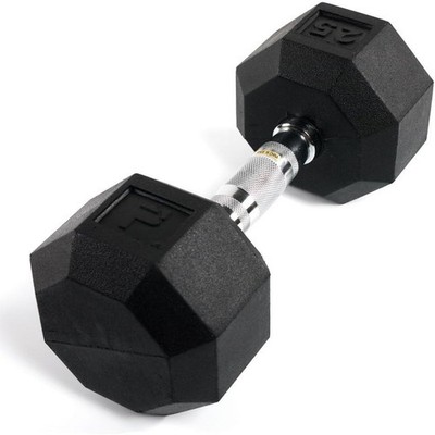 Power Systems 25lb Octagonal Rubber Coated Dumbbell Single Weight Strength Gym