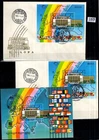 /// HUNGARY 1983 - 3 FDC, POSTCARD - PERF+IMPERF - FLAGS, MAP, EUROPE