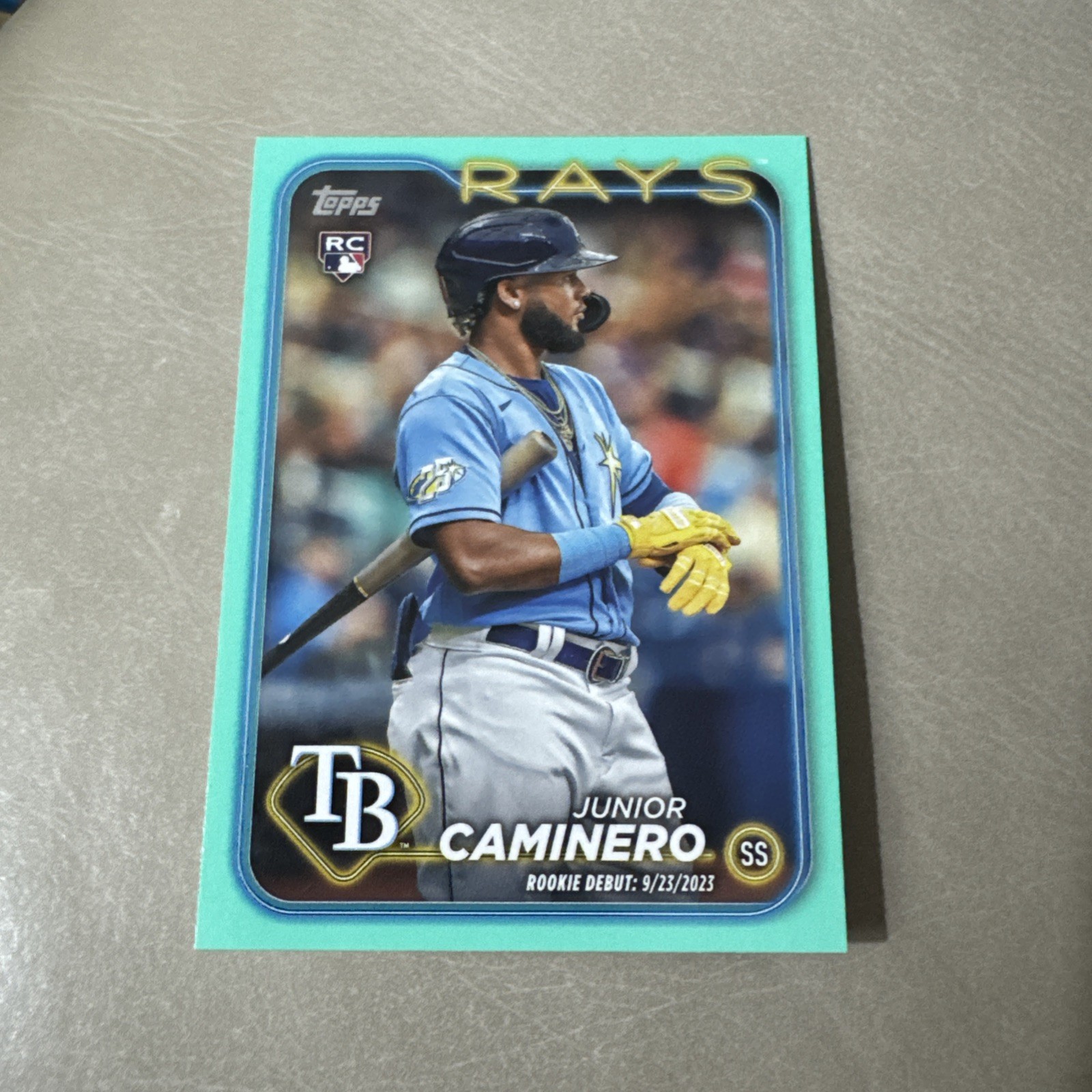Junior Caminero Aqua Debut Rookie RC 2024 Topps Update Series Card #US223 Rays