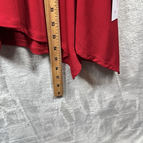 IC Collection NEW Tunic Top Women 2X Red Pullover Stretch Made USA Long Sleeve - Picture 4 of 11