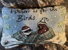 Decorative Winter Pillow 12.5” X 8.5”  “Winter Is For The Birds” Cardinal Snow