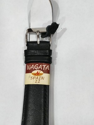 Nagata Spain Genuine Leather Watch Strap - 22mm - Black - Vintage Style