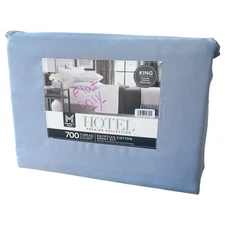 New Members Mark Hotel Premier Collection King Flat Sheet Blue 700 Thread Count