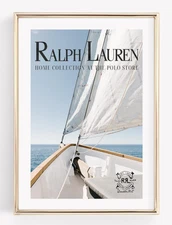 Polo Ralph Lauren Sailboat Poster, Vintage Seascape Print, Coastal Wall Art