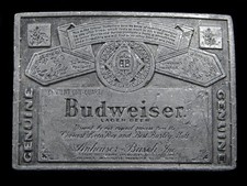 RL13145 VINTAGE 1970s  GENUINE BUDWEISER LAGER BEER  ADVERTISEMENT BELT BUCKLE