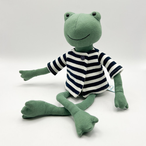 Jellycat Francisco Frog Green | Blue Stripe Knit | Long Legs | Retired | NWT