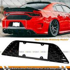 For 2015-23 Dodge Charger Gloss Black Rear License Plate Frame Holder Panel Trim