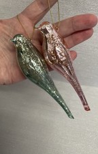 Set Of 2 Blown Glass Swallow Bird Christmas Tree Decoration Hanging Baubles