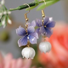 Lily Of The Valley Tassel Earrings Purple Chinese Style Hanfu Ear Jewelry