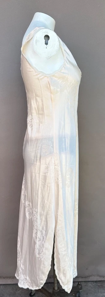 Винтажный Christian Dior ночная рубашка платье свет голая M без рукавов кружева белье разрезы - Изображение 3 из 4