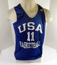 1990s Team USA Basketball #11 Game Issued Blue Practice Jersey DP61938