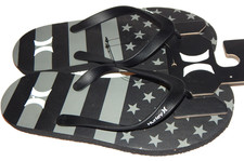 Hurley Men's Flip Flop Sandals Black / Grey Size 10 Flag HFS0026-008