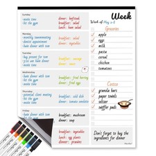 Magnetic Dry Erase Weekly Calendar - 10"x12" Weekly Dry Erase Calendar for Fr...
