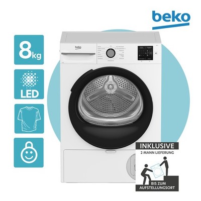 Beko BM3T38220X Wäschetrockner 8kg Weiß Hygiene Trocknen & Auffrischen 2ML