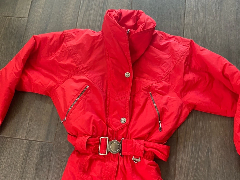 Vintage Fera Skiwear Ski Snow Suit Ladies Size 6 Retro 70 80’s Red Elegant Zip - Image 3 of 4