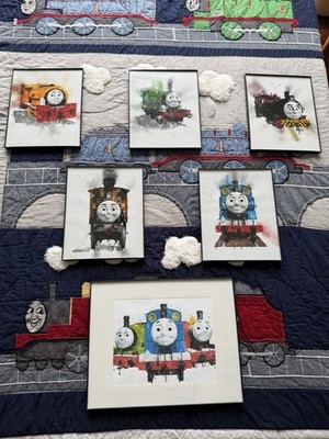 Thomas The Train & Friends Wall Art Pictures Watercolor Framed Nursery Kids Room