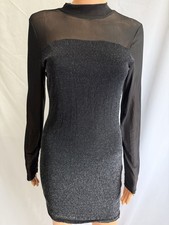 Almost Famous sheer and sparkly body con dress black latge