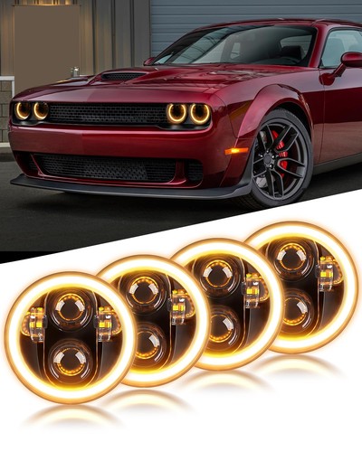 BraveWAY 5.75" H5006 LED Sealed Beam Headlamps HiLo DRL Turn Signal Cars/Trucks