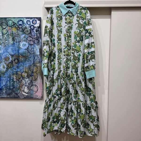 Bohemian Traders Size 2XL Jungle Shirt Dress Maxi Floral Button Up Party