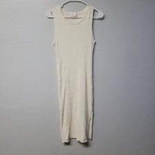 Pink Lily Ribbed Knit Sleeveless Midi Dress Cream XL Stretch Women Stretch