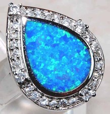 Australian Opal Inlay Topaz 925 Solid Sterling Silver Ring Sz 7 TD7