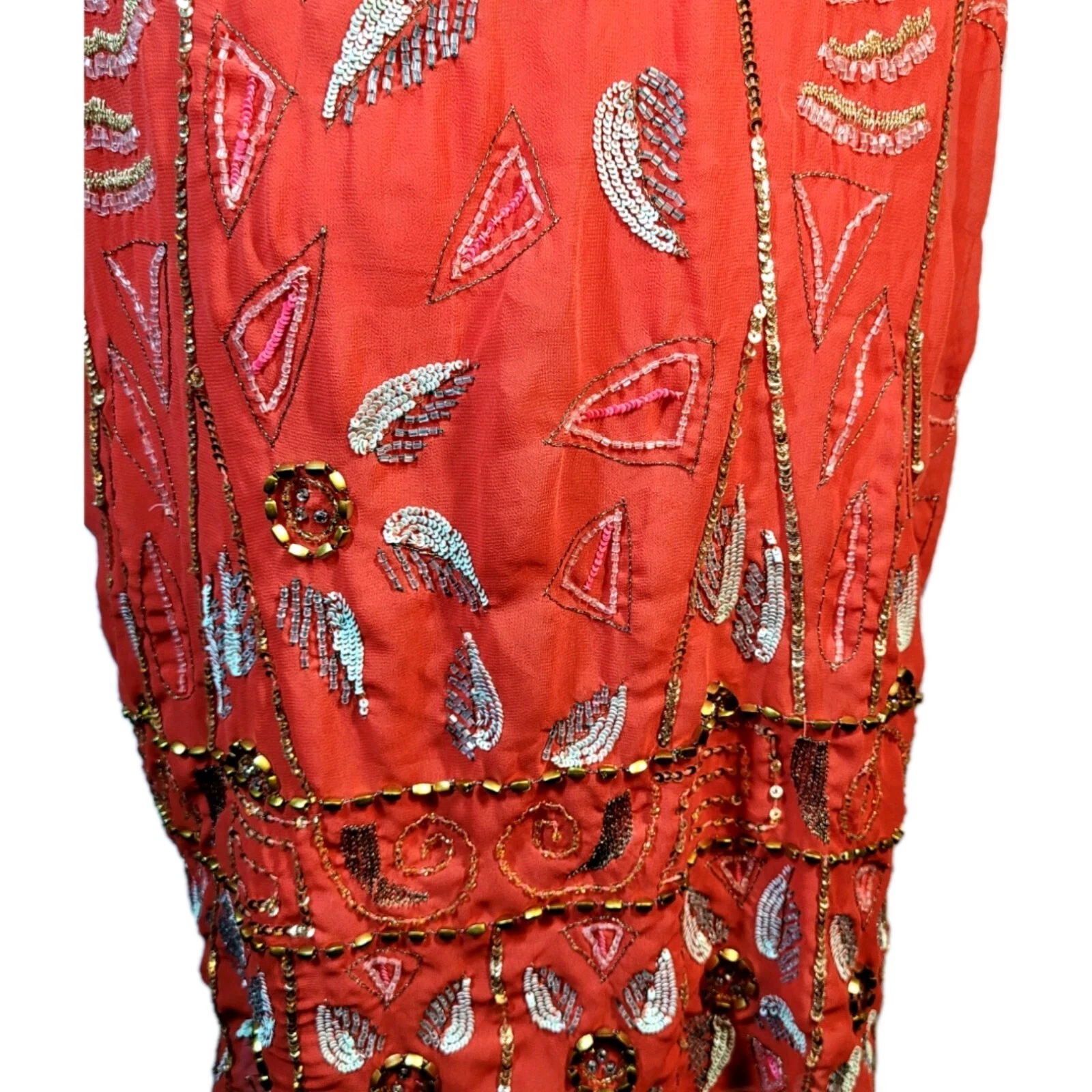 UNDERCOVER Abito Free People Secret Garden Shift taglia M perline paillettes chiffon femminile