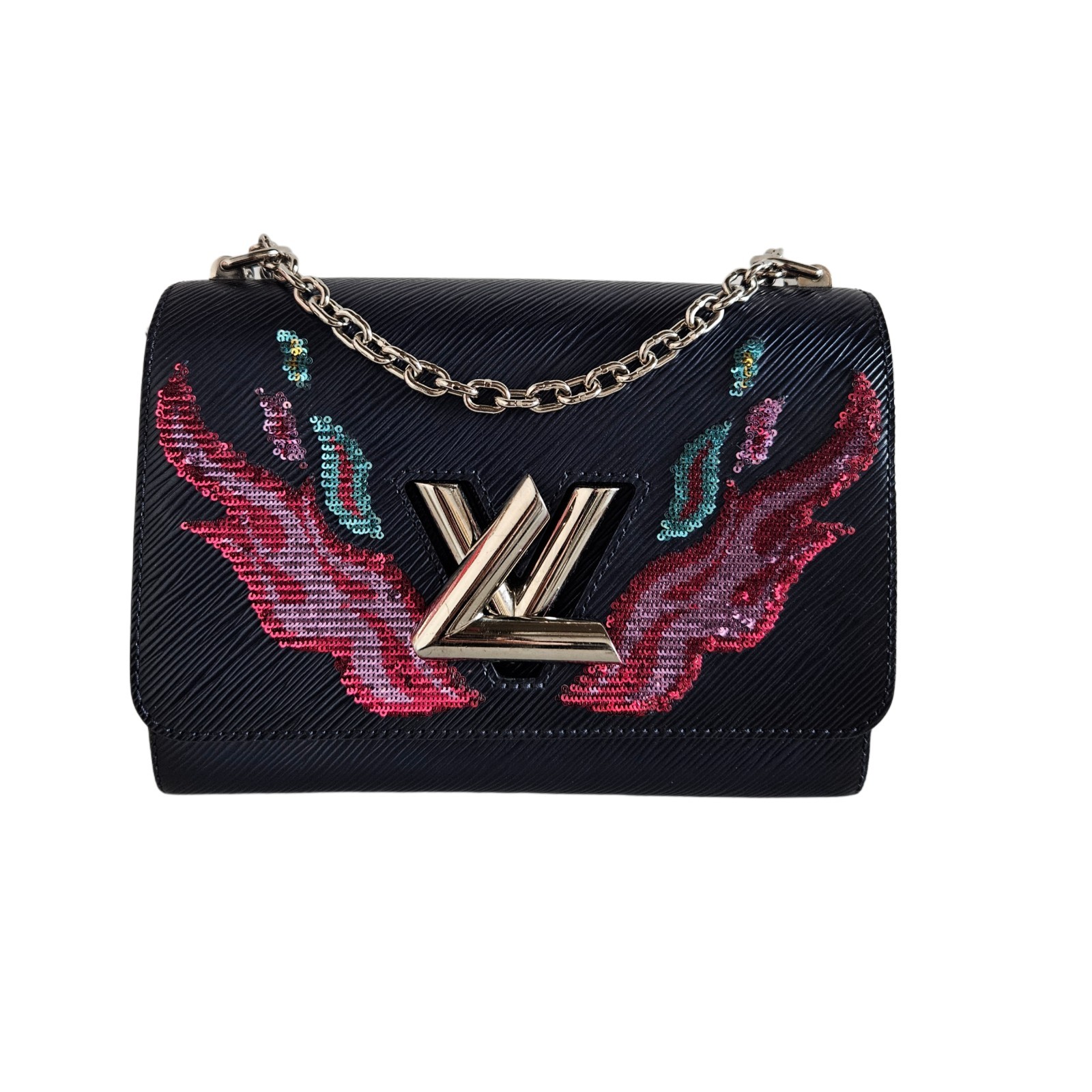 Louis Vuitton Navy Blue Epi Leather W/ Multicolor Sequins Flame Twist MM Bag
