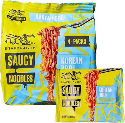 Saucy Instant Noodles with Korean BBQ Slurpable Sauce - Quick Meal, Snack, and