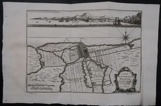 JAKARTA INDONESIA 1750 BELLIN UNUSUAL ANTIQUE ORIGINAL COPPER ENGRAVED MAP