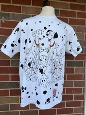 VTG 1990s 101 Dalmatians All Over Print T Shirt Movie Single Stitch Disney USA