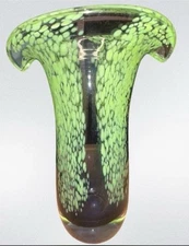 Teleflora Gift Hand Blown Mottled Green And Purple Glass Vase Excellent