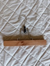 Vintage Wooden Pants Hanger with Metal Clamp Wooden Trouser Skirt Hanger