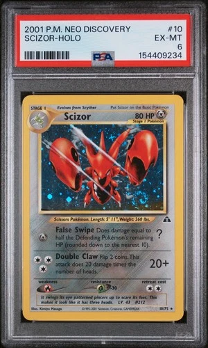 SCIZOR HOLO 🍥 SWIRL - PSA 6 EX-MT - 10/75 NEO DISCOVERY 2001