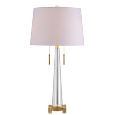 Jonathan Y 29.5 Clear/Brass Gold 2-Light Crystal Led Table Lamp Contemporary