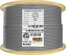 Premium CAT.7A 23AWG Solid Copper Shielded Riser CMR Ethernet Cable 100ft CAT7