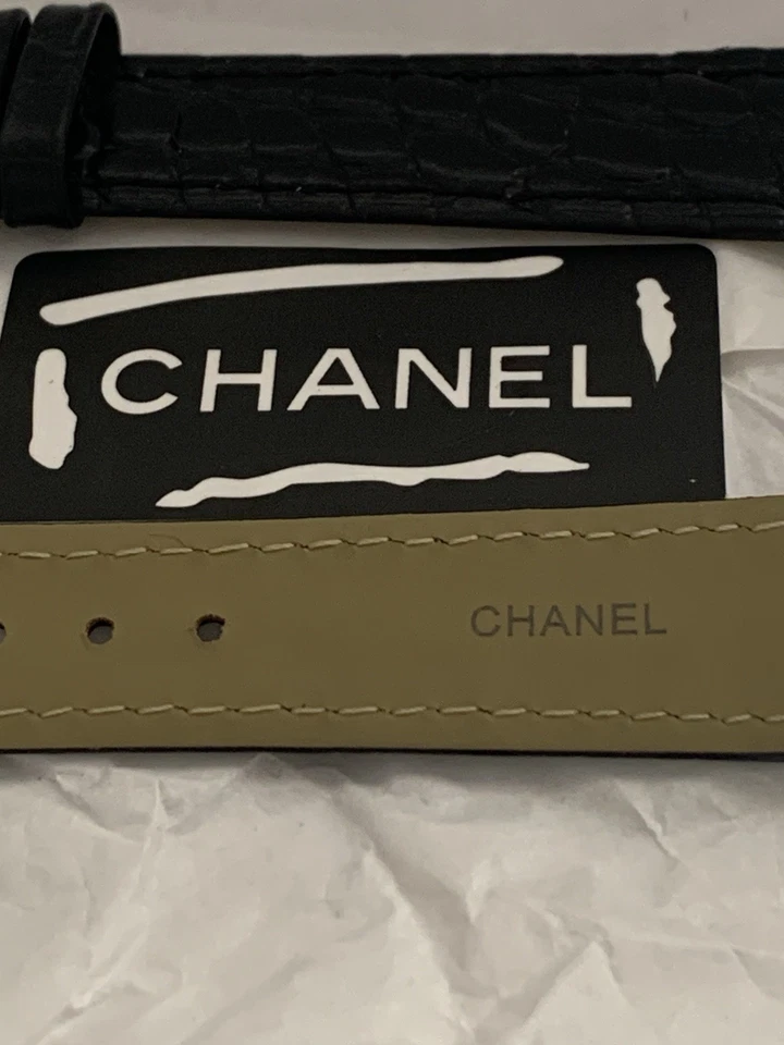 Chanel Boyfriend Reloj Negro Correa de Caimán Usado Antiguo Stock Foto 3 de 4