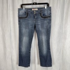 LEI Capri Jeans Women’s 11 Juniors Ashley Low Rise Stretch Light Wash Faded