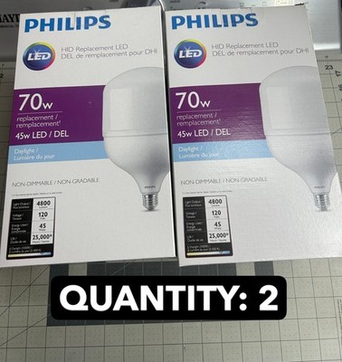 2-pack lot Philips 541978 45 Watt E26 base LED HID Highbay light bulb DAYLIGHT